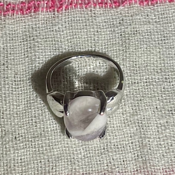 rose quartz & sterling silver ring--size 5 - Picture 5 of 7